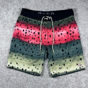 HippyTree Mens Board Shorts‎ Swim Trunks Aquatic Division Trout Print Size 30